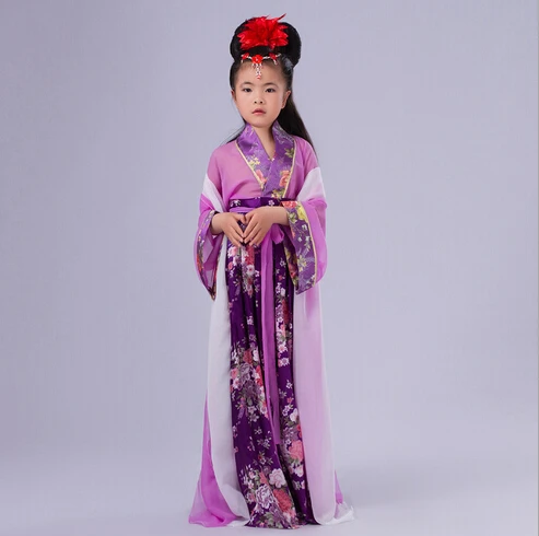 Девочка Древний китайский традиционный Национальный костюм Hanfu многоцветные Детские платья принцессы Hanfu одежда для косплея для девочек - Цвет: purple