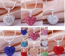 Corrente de miçangas de coração, colar banhado à prata rosa branco multicolor 10 pçs/lote 10*14mm miçangas de coração feminino e masculino presente n264