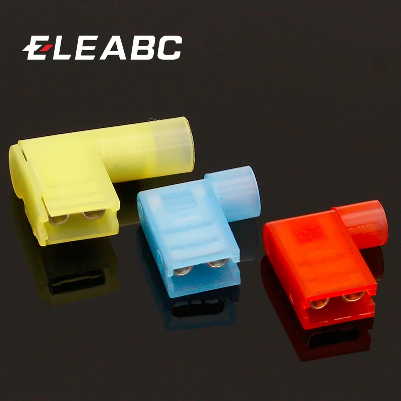 100pcs flag type 6.3MM nylon insulated terminals 6.3 plug Right Angle