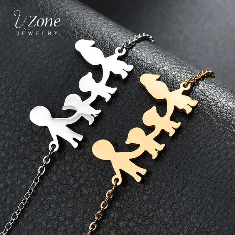 

UZone Stainless Steel Family Bracelet Father Mother Son Daughter Simple Chain Link Bracelet Mother's Gift Wholesale