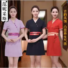 Spa рабочая одежда летнее платье рабочая одежда с коротким рукавом комплект Штаны официант здравоохранения косметолог ног spa одежда красоты форма