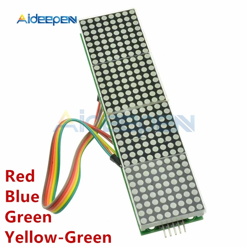 

5V MAX7219 LED Dot Matrix Module Microcontroller 4 In 1 Display with 5P Line Red Blue Yellow Green 8x8 Matrix For Arduino