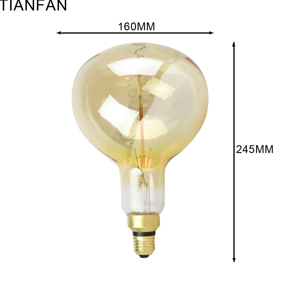 TIANFAN R160 винтажная большая лампа Эдисона E27 220V 60W Глобус ретро антикварная