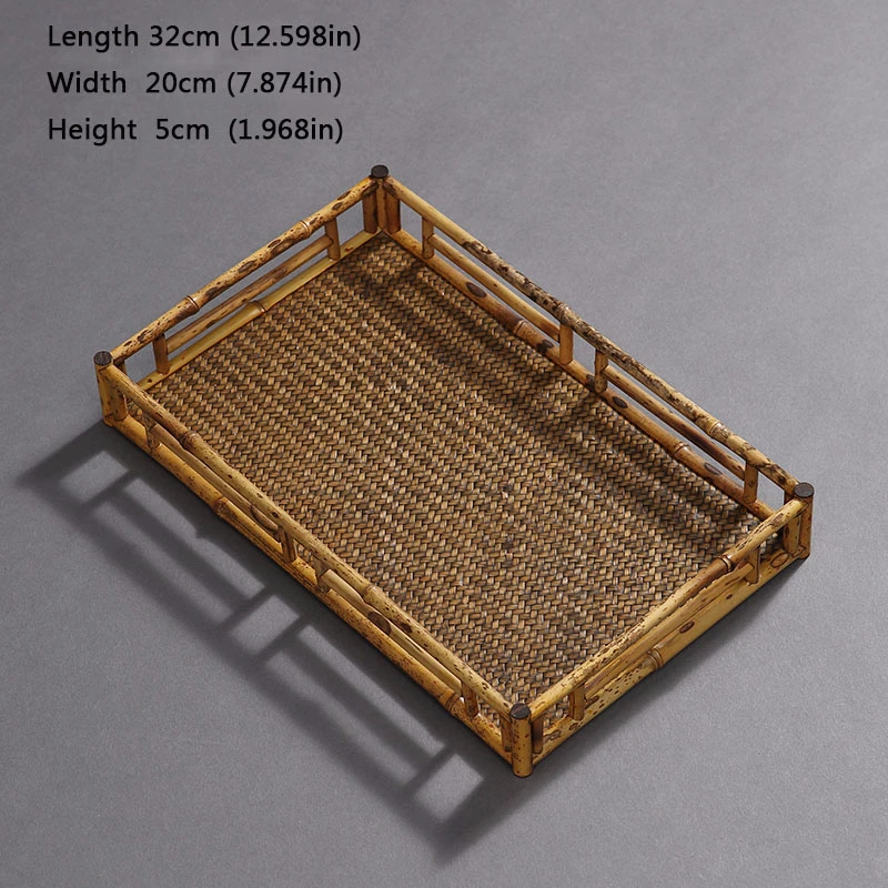 Бамбуковая подставка для чайного сервиза блюдца кунг-фу пуэр аксессуары Настольный десерт для еды Традиционный китайский стиль креативный Контейнер украшения дома - Цвет: rectangle