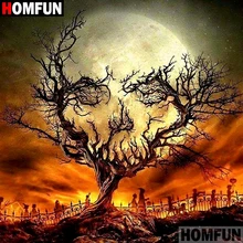 HOMFUN Алмазная картина "череп пейзаж" вышивка крестом на заказ фото алмаз, вышивка квадратными круглыми настенный Декор для дома A07337