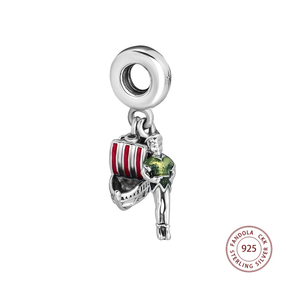 

Peter Pan Dangle Charm 925 Sterling Silver Mixed Enamel Charms Beads Fits Europe Bracelet Original Bead DIY Jewelry Making