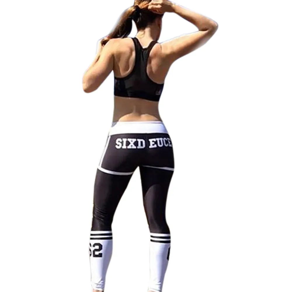 

Dropshipping SIXD EUCE Print Letter Patchwork Push Up Women Leggings Sportswear Leggins High Waist Fitness Trousers