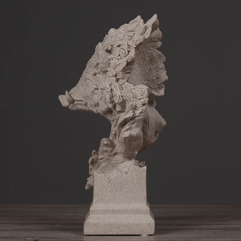 خنزير تمثال نصفي الحيوان شكل المعيشة غرفة نوم حامل تلفاز الحجر الرملي الحرف الأوروبية المنزل الديكور L3333