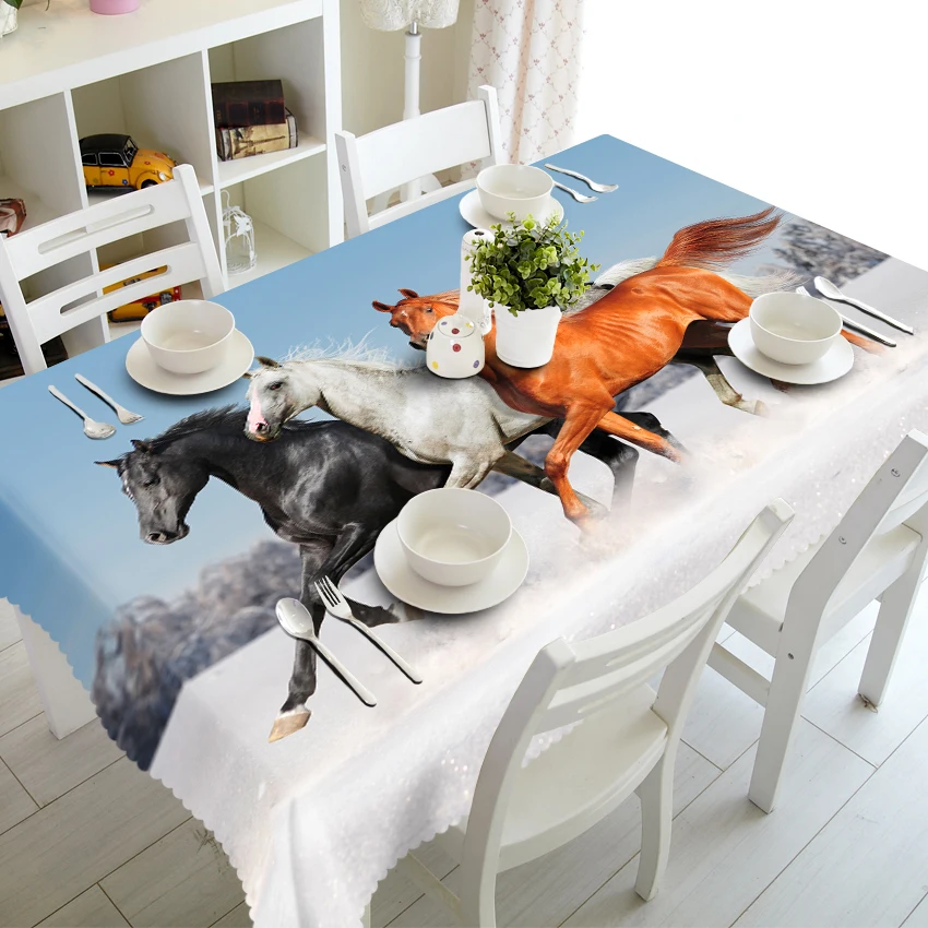 

Three galloping horses 3d Tablecloth Stereo Tablecloth Tapestry
