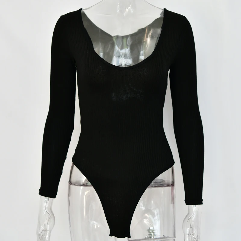 Articat с открытыми плечами ребристый трикотажный сексуальное боди женский, черный с v-образным вырезом осенние облегающие комбинезоны Для