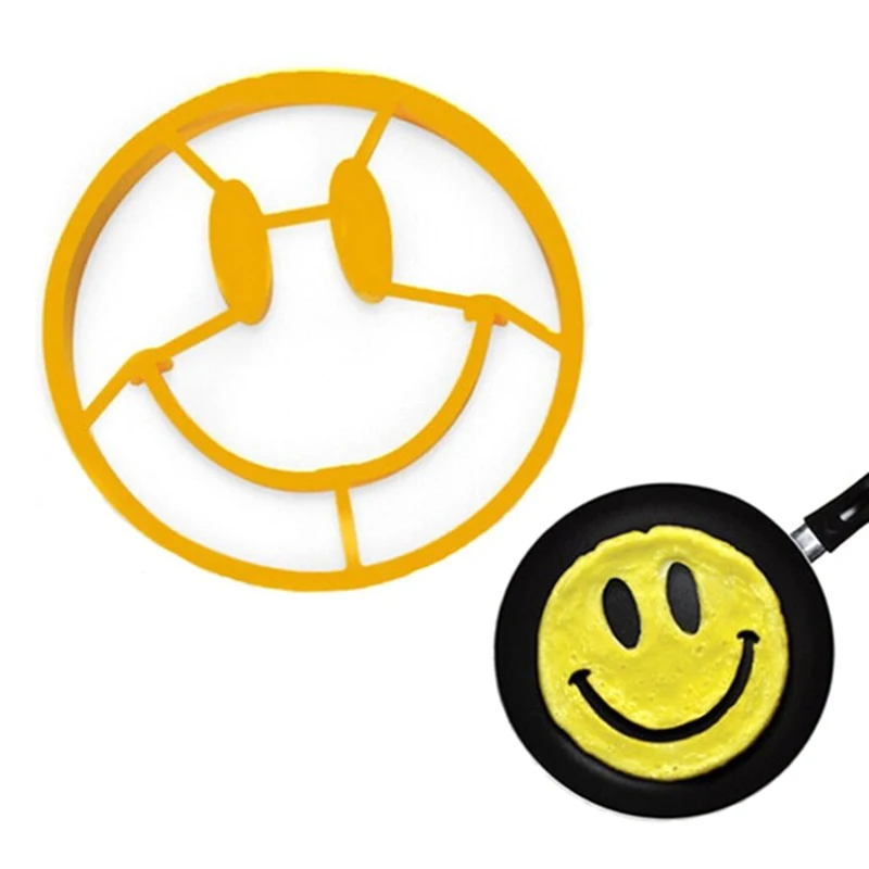 

1pcs Omelette Mold Silicone Smile Face Egg Mold DIY Breakfast Egg Mould skull Smile Face Shape Pancake Ring for Kids Egg Tools