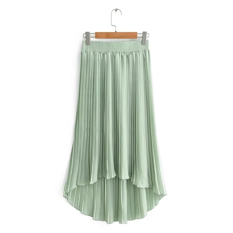 

Summer 2019 Women's es Euro-American Style New Baitao Slim and Tight Waist Pure Pleated Skirt Half-length Skirt