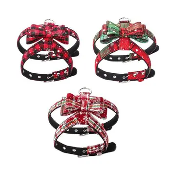 

Pet Christmas Anti-Explosion Bow Knot Chest Harness Soft Cloth Collar For Small Medium Dog New Pet Party Supplies