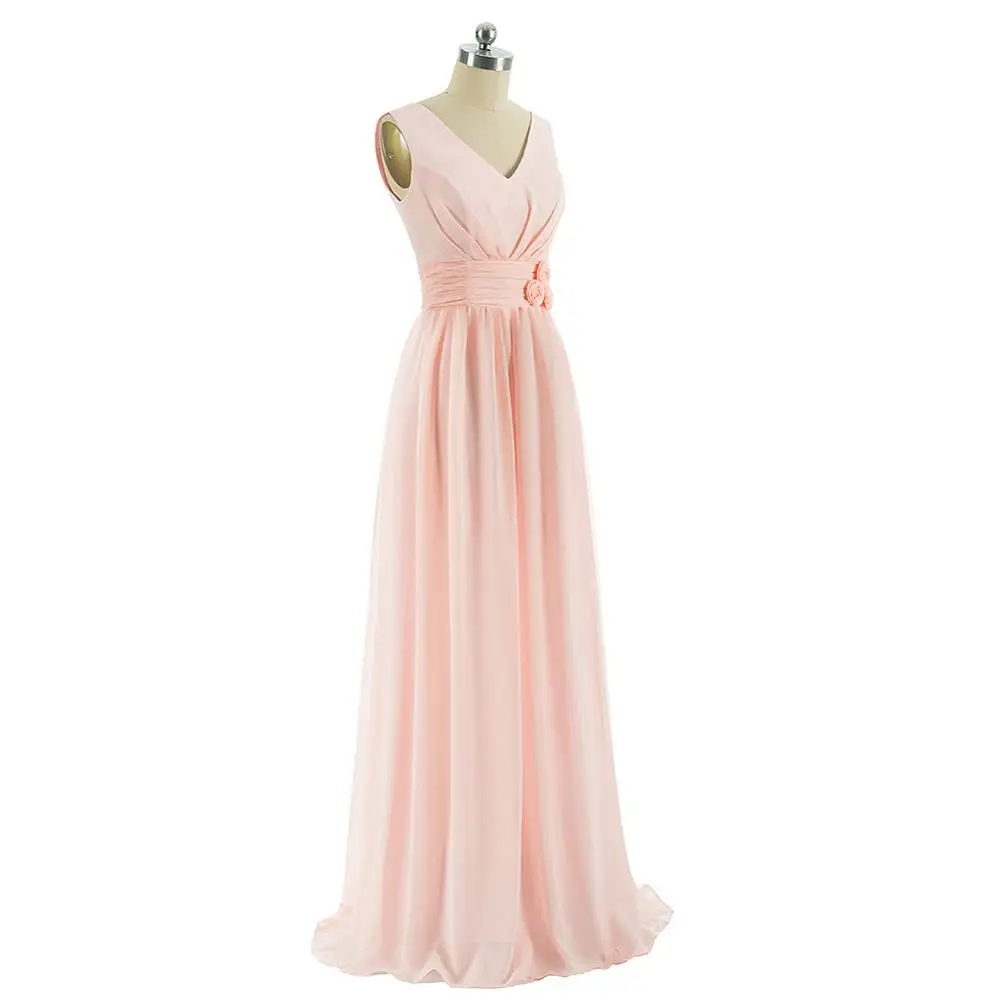 Длинные шифоновые розовые платья подружки невесты 2018 Vestido De Festa Casamento Вечернее