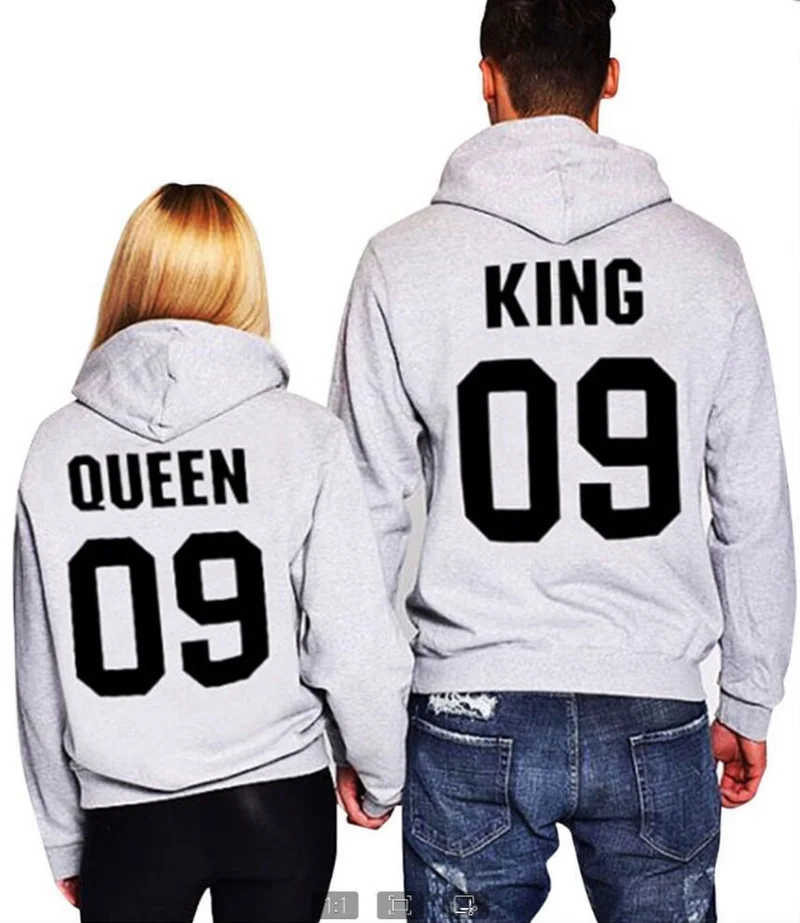 

zogaa Plus Size S-4XL New Fashion The King&His Queen Men Women Casual Lover Couple Cotton Sweatshirts Hoodies for Autumn Winter