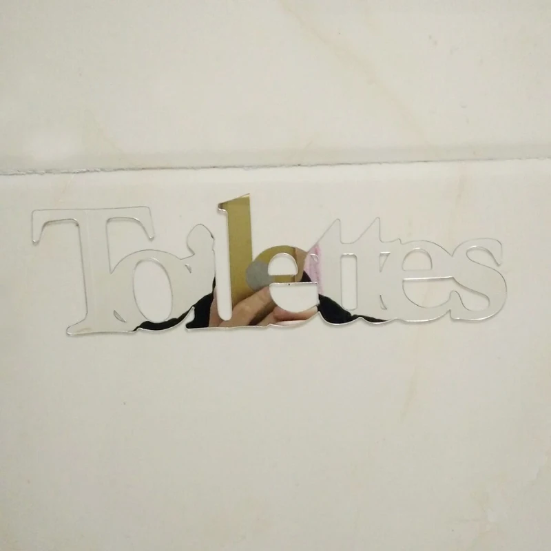 

3D Mirror Sticker Toilettes Name Funny Toilet Entrance Sign DIY Toilet Wall Stickers For Door Home Toilette Decor Wall Decal