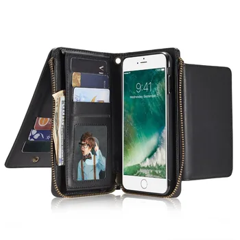 

High Quality IniZeal For iPhone 7 Plus Multi-functional Card Holder Megnetic Wallet Flip Cover For iPhone 8Plus Leather Case