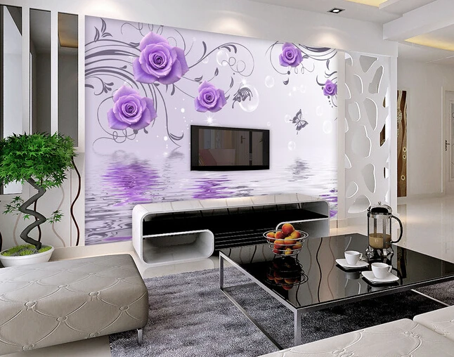 

3D Rose TV Sofa Background Wallpaper Multicolored Fashion flowers large murals wallpaper decoration wall painting wall covering