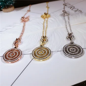 

Luck Bringing Big Tray Pendant Pure 925 Sterling Silver Chain Necklace High Quality Sparkling Zircon Decorative Women Necklace