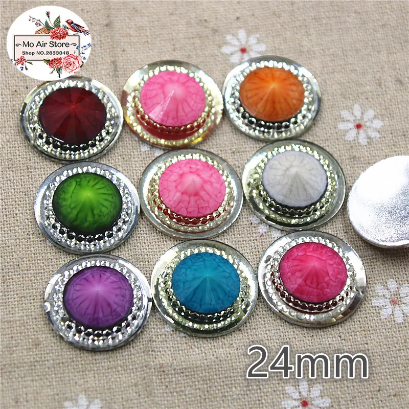 

20pcs mix color resin round Resin Flat back Cabochon Art Supply Decoration Charm Craft DIY 24mm