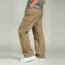 Осенне-зимние мужские плотные брюки мешковатые хлопковые брюки карго брюки для мужчин мужские военные тактические Большие размеры Черный Армейский зеленый