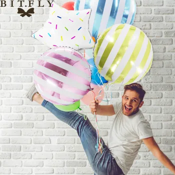 

BITFLY Aluminum Foil Stripe Balloon Wedding Birthday Party Kids Party Baby Shower Star Balloon DIY Hanging Decorations supplies