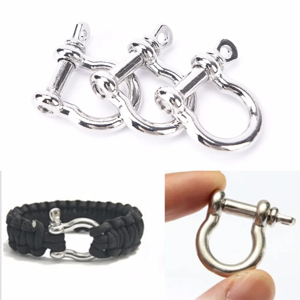 1PC Outdoor Camping Survival Rope Survival Bracelets O-Shaped Stainless Steel Shackle Buckle High Quality