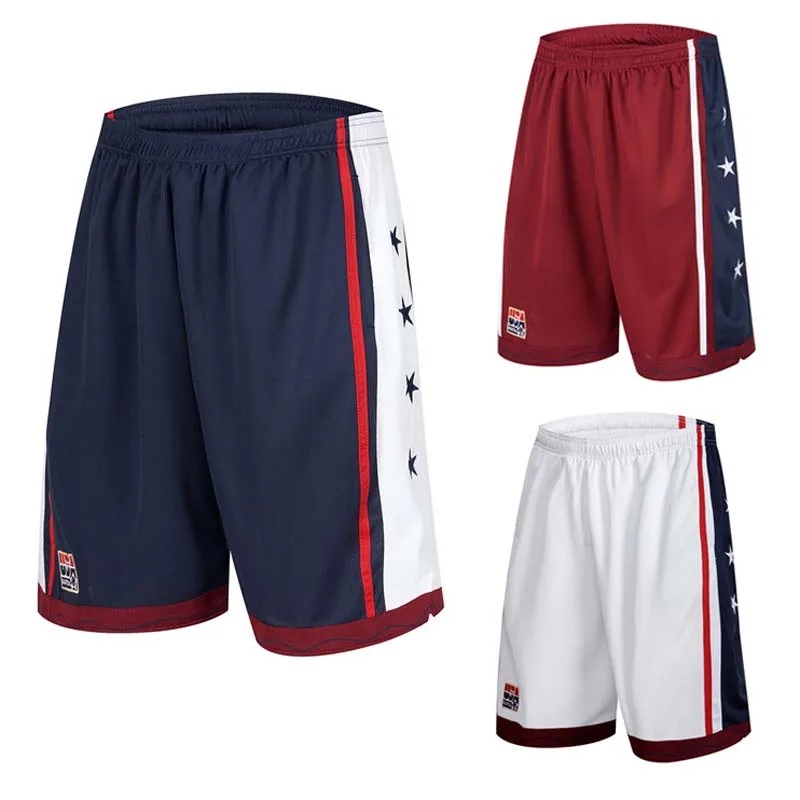 

NEW 2016 Summer Outdoor USA Team Basketball Shorts Male Athletic Gym Sport Running Knee Length elastic loose Plus size M-3XL HOT