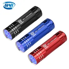 Wnb mini 9 led uv lanterna cura luz ultravioleta invisível tinta marcador de detecção tocha liga alumínio 3aaa lâmpada ultrabright