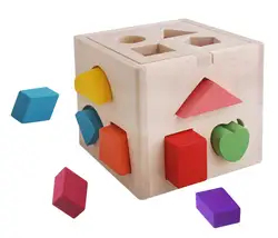 Ребенок деревянные игрушки развивающие Цифровой Геометрия строительные блоки интеллектуальной Коробка деревянные игрушки формы коробка