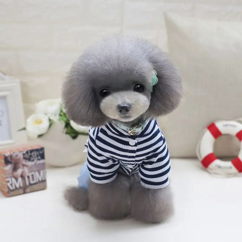 New Cute Pet Dog Clothes Coat Puppy Hoodies Vest Striped Shirts