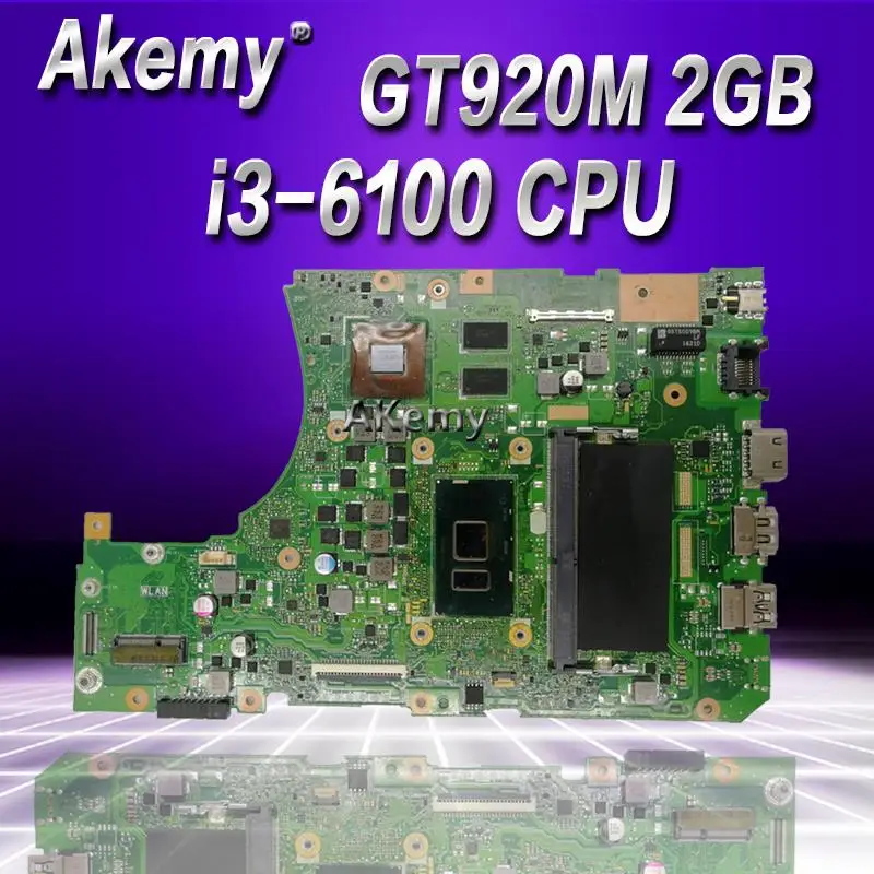 

Akemy X556UJ i3-6100 CPU GT920M 2GB N16V-GM-B1 4GB RAM Mainboard REV 2.0 For ASUS X556UJ X556UV Laptop Motherboard test 100% ok