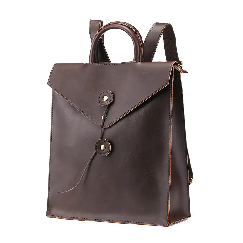 

Men fashion leather backpack male travel backpack Mail sack shape school mens leather business bag large laptop travel bag