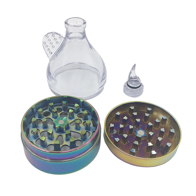 

63MM four layer alloy Smoking weed pipe necessary grinder weed easy to use ice blue Herb Grinder tobacco grinder Free Delivery