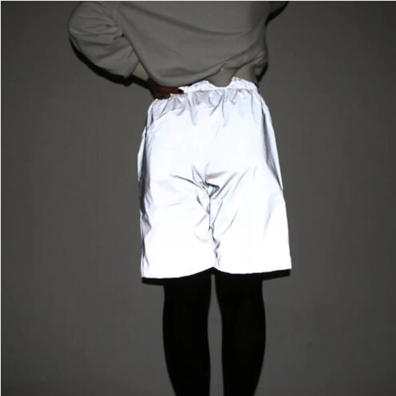 Горячая Распродажа мужские светоотражающие шорты хип-хоп стрейеризные ночные шорты для бега мужские модные блестящие короткие брюки для пар
