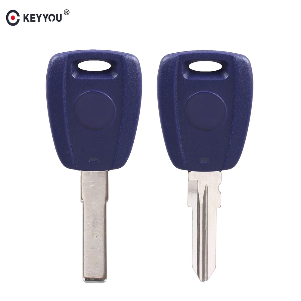 

KEYYOU Car Key Shell Case For Fiat 500 Ducato Bravo Transponder SIP22/GT15R Uncut Blade Key Blue Blank Case Replacement
