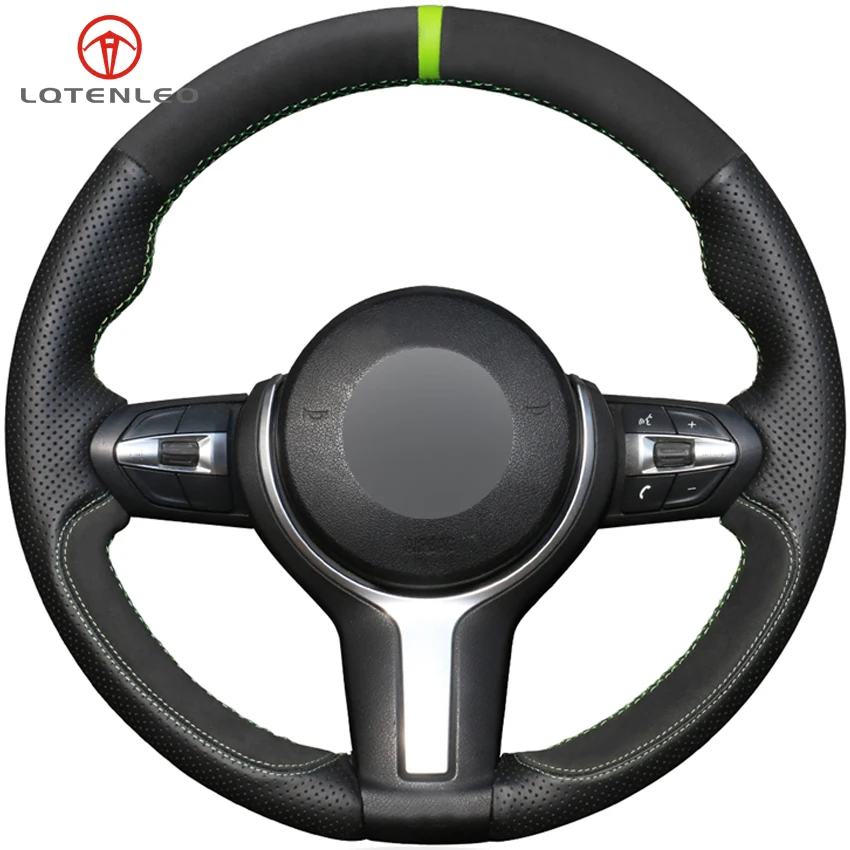 

LQTENLEO Black Leather Suede DIY Car Steering Wheel Cover for BMW F87 M2 F80 M3 F82 M4 M5 F12 F13 M6 F85 X5 M F86 X6 M F33 F30