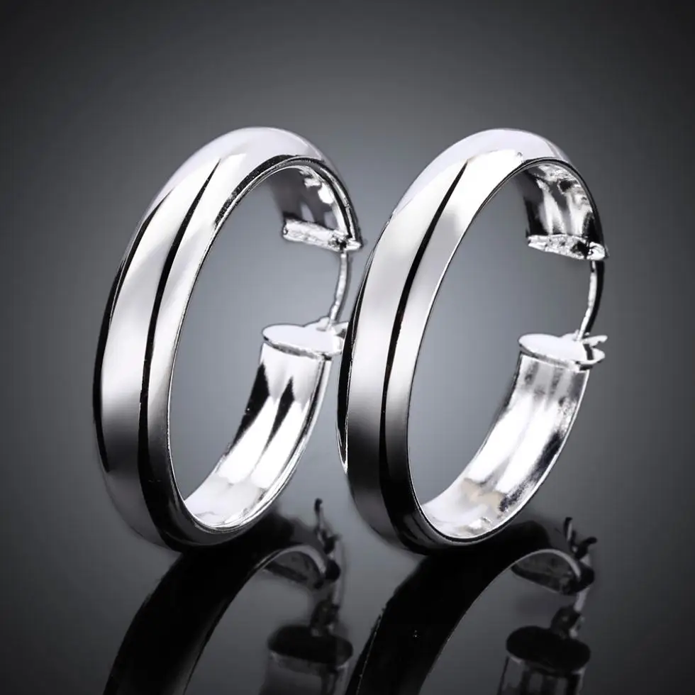 

wholesale Charm fashion hook women lady wedding circle silver color earrings high quality jewelery cute nice Christmas , E595