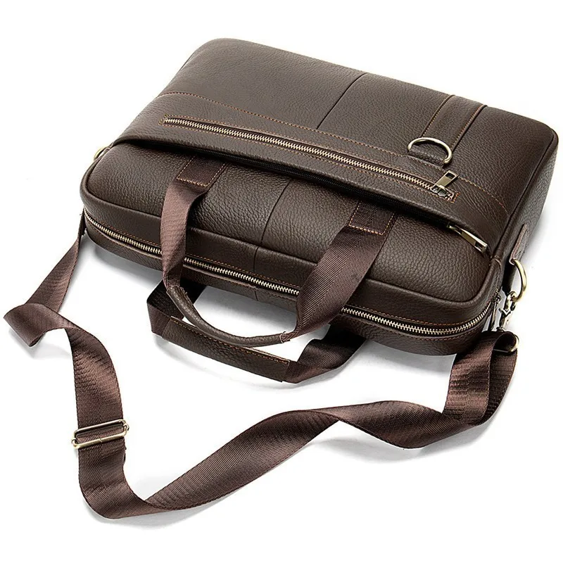 

2019 new Men Briefcase Bag High Quality Business Famous Brand Cow Leather Shoulder Messenger Bags For Man Office Handbag Laptop