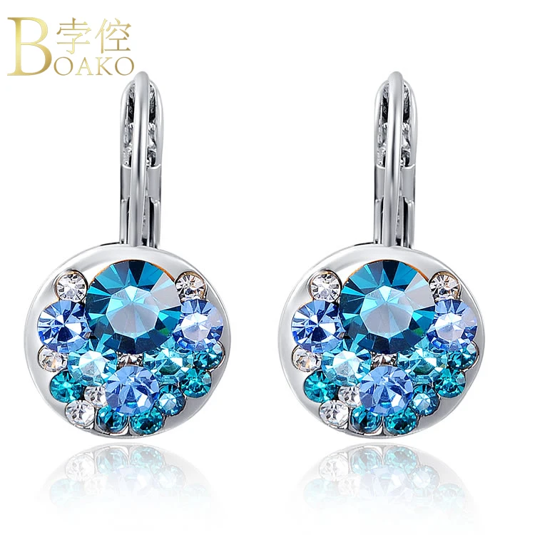 

BOAKO Bijoux Flower Colorful Crystal Stud Earrings For Women Fashion Party AAA Zircon Earring Brinco Wedding Jewelry 2018 Z3