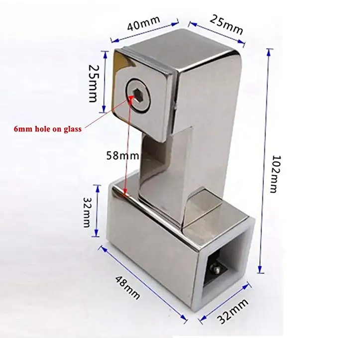 LukLoy Запчасти для душевой штанги, соединитель для головки стержня, стеклянная скоба, стойка для стеклянного зажима, Соединительная труба для 25x25 мм, квадратный зажим для труб