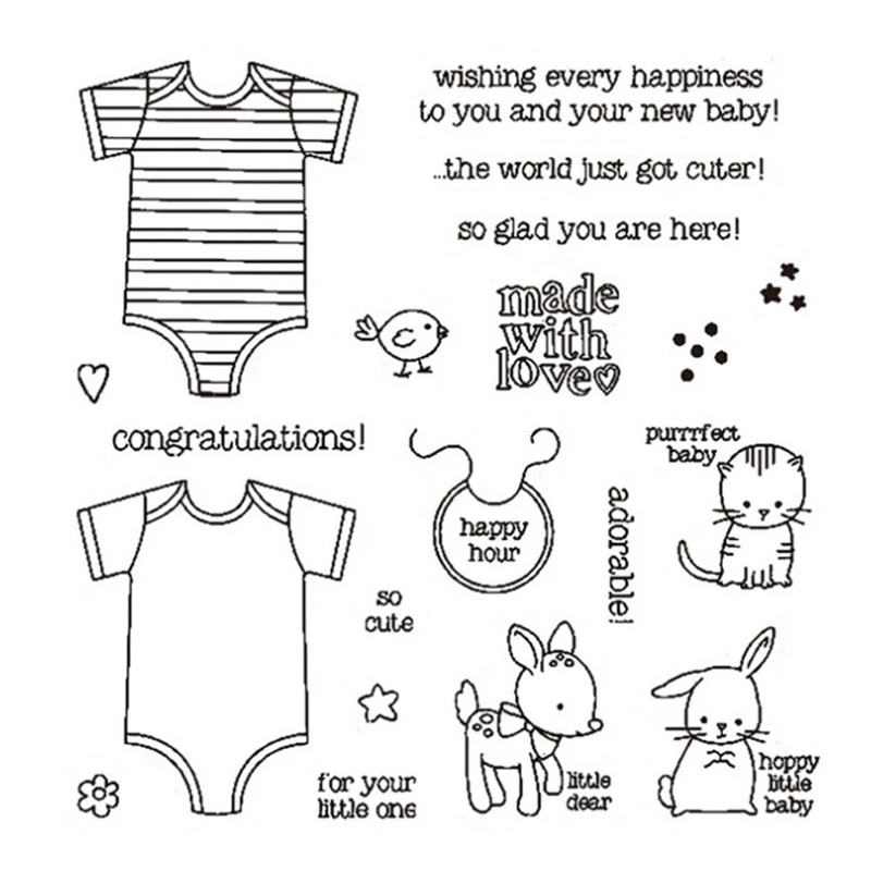 

Baby clothes Scrapbook DIY photo cards account rubber stamp clear stamp transparent stamp 14X14CM CS2199
