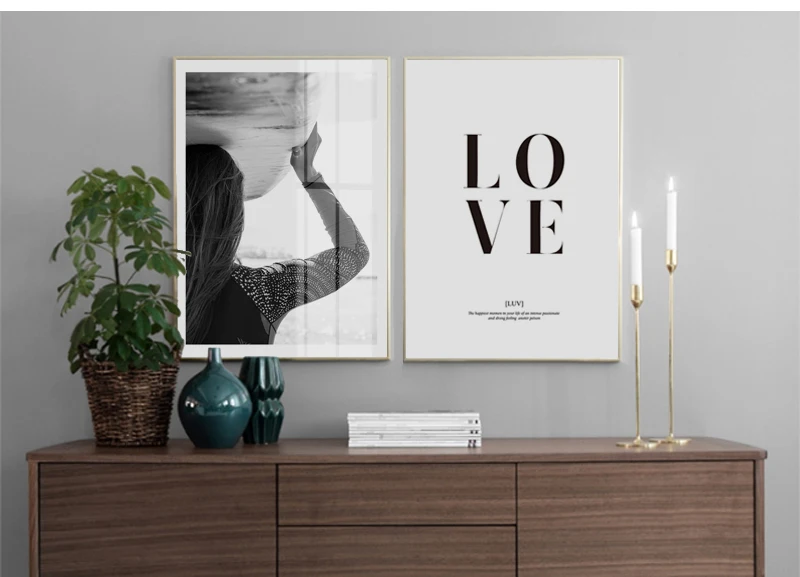 Скандинавские плакаты с любовью и принтами черно-белые настенные художественные картины на холсте Скейтборд Девушка настенные картины для украшения гостиной