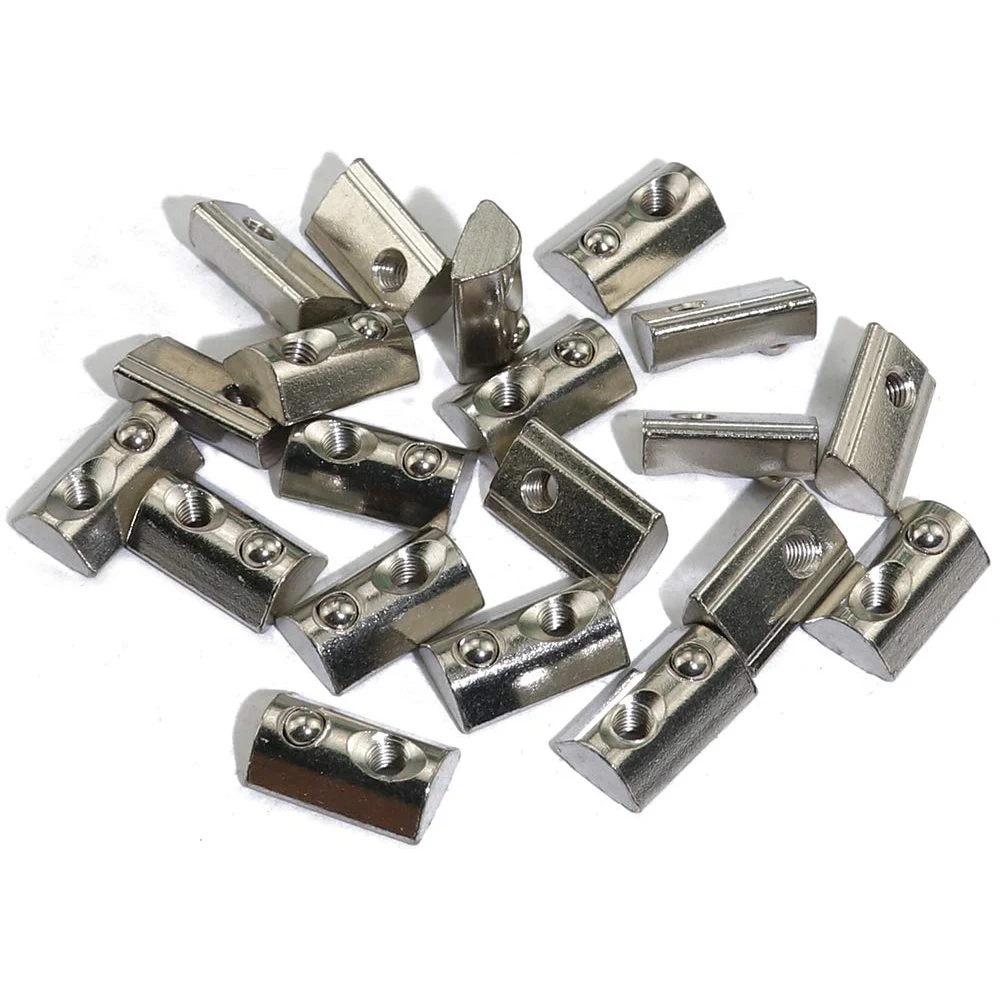 

Hot 50Pcs M5 T Spring Ball Nut,Silver Half Round Roll-In Nut For 3030S T-Slot Aluminum Profile 30x30Mm Carbon steel