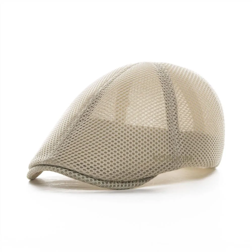 

VOBOOM Summer Men Mesh Net Hat Airy 6 Panel Flat Cap Women Newsboy Caps Lightweight Breathable Beret Sun Protection Headgear 125