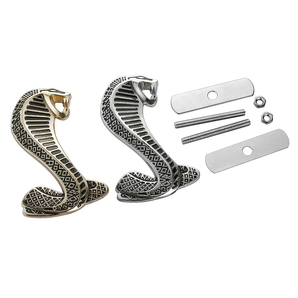 

Chrome Sticker Car Front Hood Grill Badge Grille Turning Logo Snake Cobra Emblem Logo Stickers Car Styling Auto Accessories