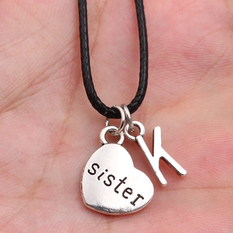 Кожаное ожерелье с надписью Love My Sister Heart сделай сам для мужчин и женщин