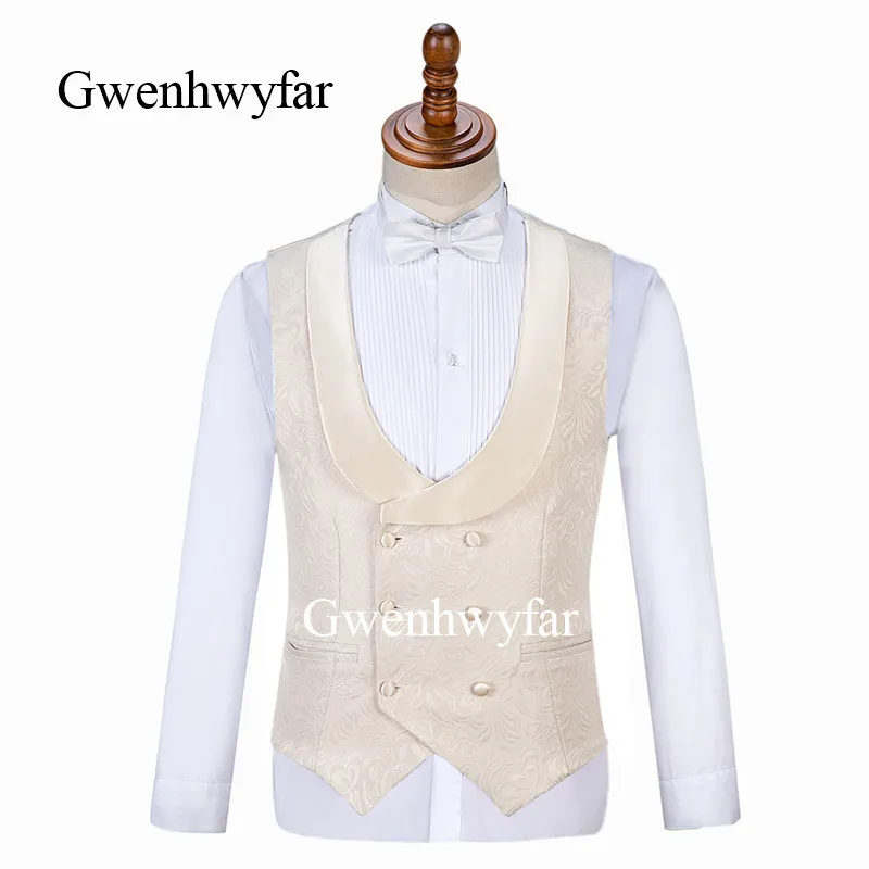 Groomsmen Shawl Lapel Groom Tuxedos Men Suits Wedding Prom Dinner Best Man (Jacket + Pants + Vest)