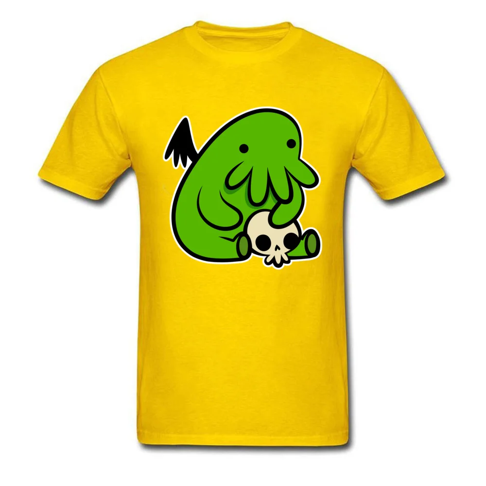 Baby Cthulhu Men Slim Fit Birthday Tops T Shirt Crewneck NEW YEAR DAY Pure Cotton T-shirts Normal Short Sleeve Tee Shirt Baby Cthulhu yellow