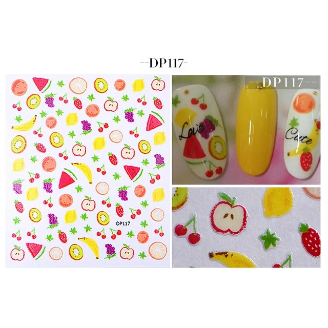 3D милые наклейки для дизайна ногтей цветы Бабочка перо шаблон наклейки на ногти наклейка DIY красота украшения - Цвет: DP117